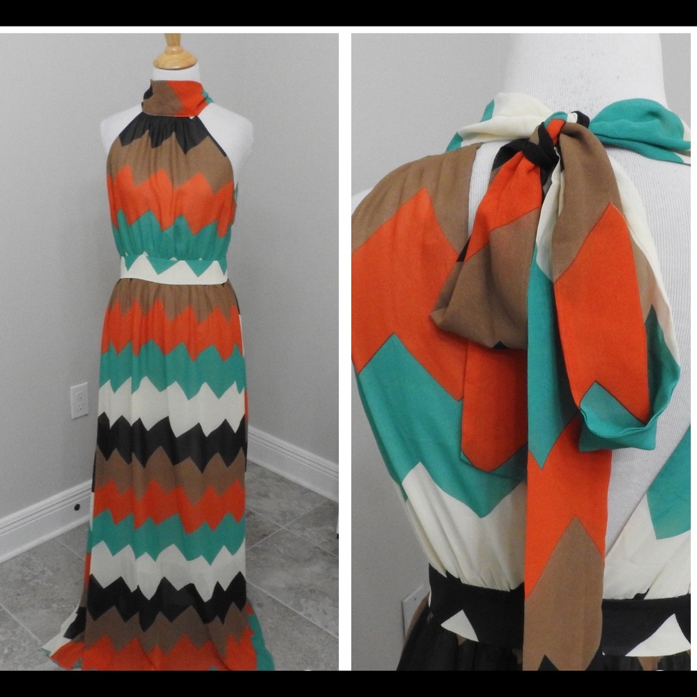 Ark & Co Multicolor Chevron Maxi Dress